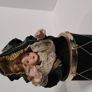 Vintage Victorian Musical Porcelain Doll in a Drum.  "Some Enchanted Evening"